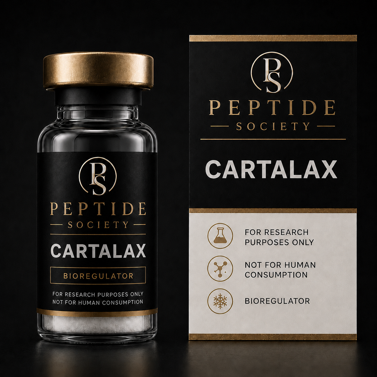 Peptide Society Cartalax research vial and carton product photograph