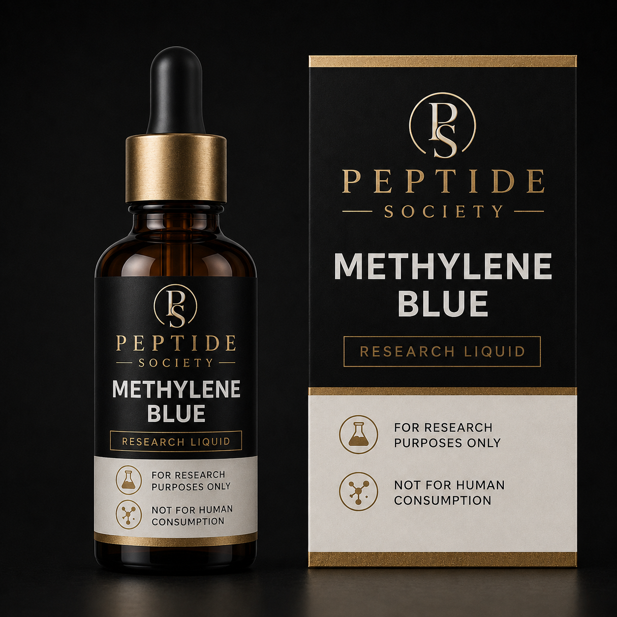 Peptide Society research liquid bottle